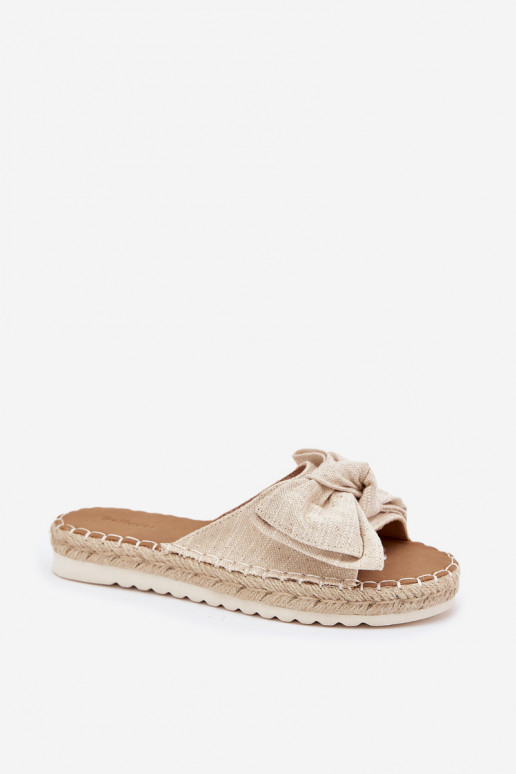 Zapatillas de plataforma para mujer con trenzado y lazo en color arena Alpireda