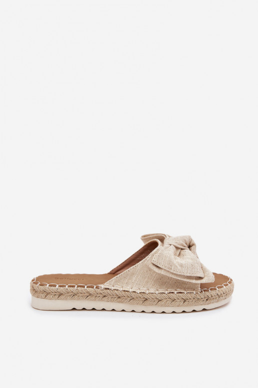 Zapatillas de plataforma para mujer con trenzado y lazo en color arena Alpireda