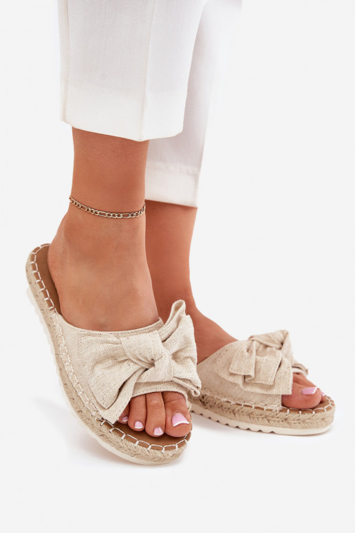 Zapatillas de plataforma para mujer con trenzado y lazo en color arena Alpireda