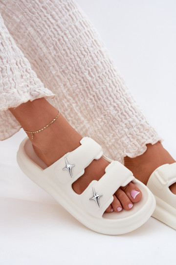 Chanclas ligeras de mujer con plataforma en marfil FaloĮena