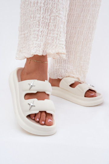 Chanclas ligeras de mujer con plataforma en marfil FaloĮena 2