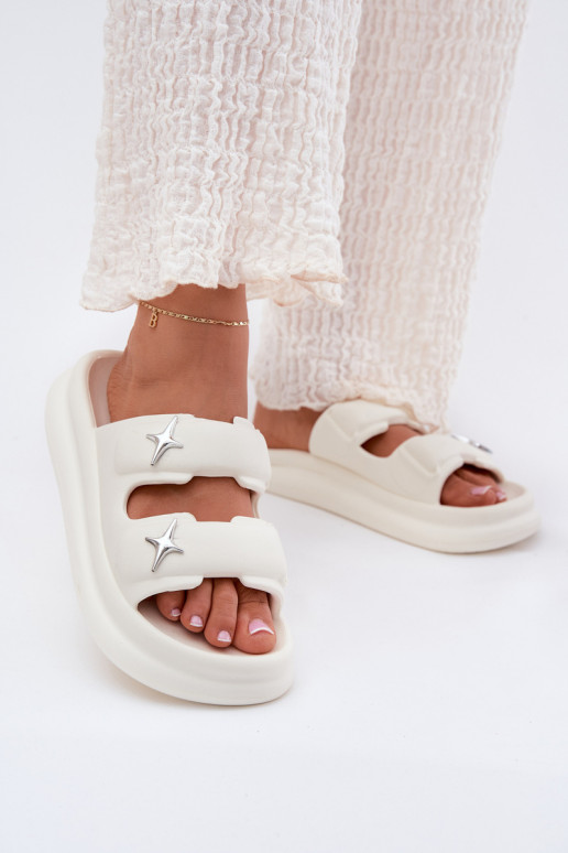 Chanclas ligeras de mujer con plataforma en marfil FaloĮena