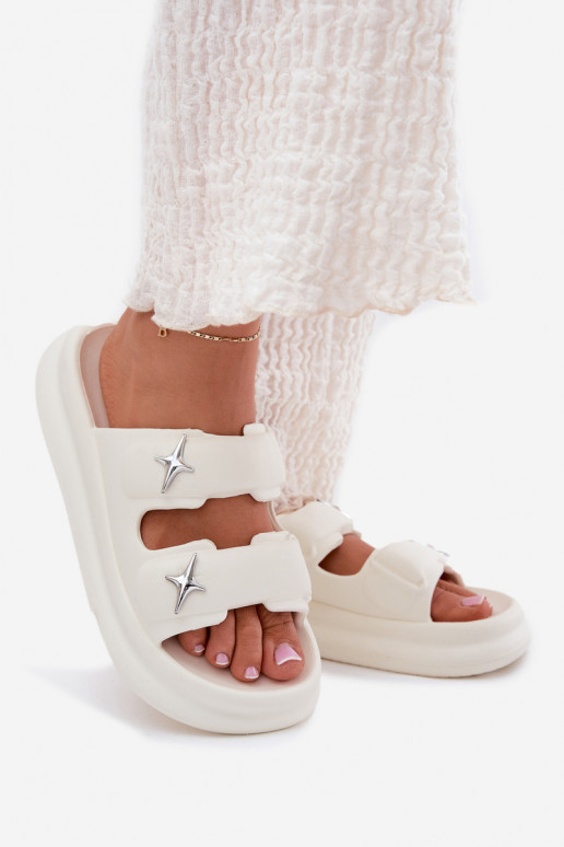 Chanclas ligeras de mujer con plataforma en marfil FaloĮena