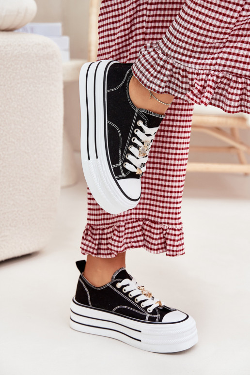 Zapatos casuales con plataforma en oro y negro Fiorina