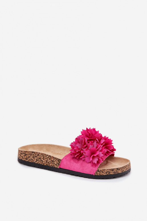Chanclas de mujer con suela de corcho y flores en rosa Ferenza