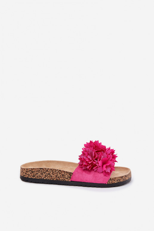 Chanclas de mujer con suela de corcho y flores en rosa Ferenza
