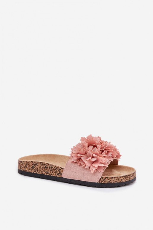 Chanclas de mujer con suela de corcho y flores en rosa Ferenza