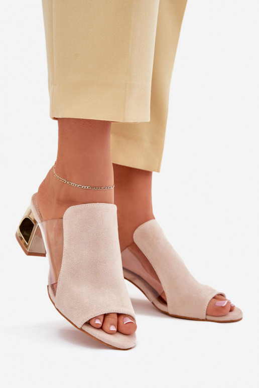 Chanclas de mujer doradas en color marfil Tessira