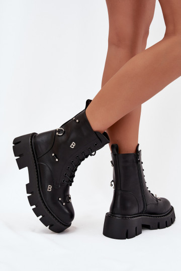 Botines de trabajo para mujer con bonitos detalles aislados en negro Lunea 2