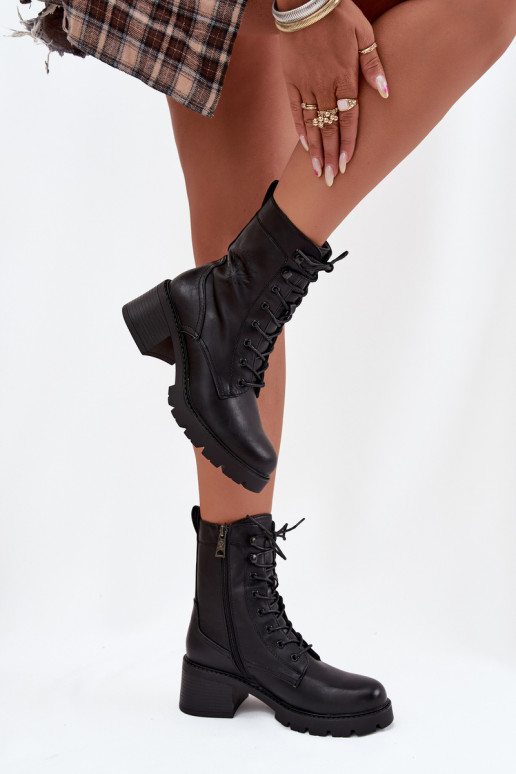 Botines de trabajo para mujer aislados en negro Vinceza 89136