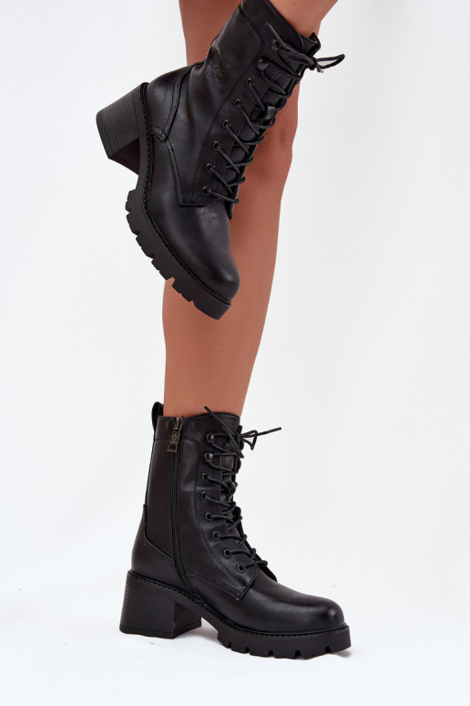 Botines de trabajo para mujer aislados en negro Vinceza 89136