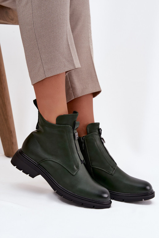Botines de mujer acolchados con detalles decorativos en color caqui Roselle