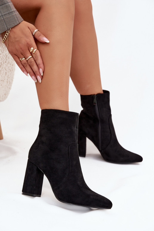 Botines de mujer cálidos de ante sintético, negros Pralina