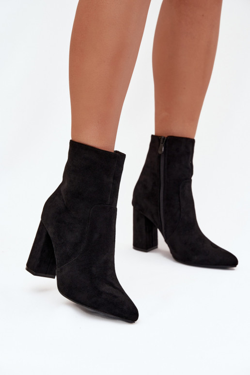 Botines de mujer cálidos de ante sintético, negros Pralina