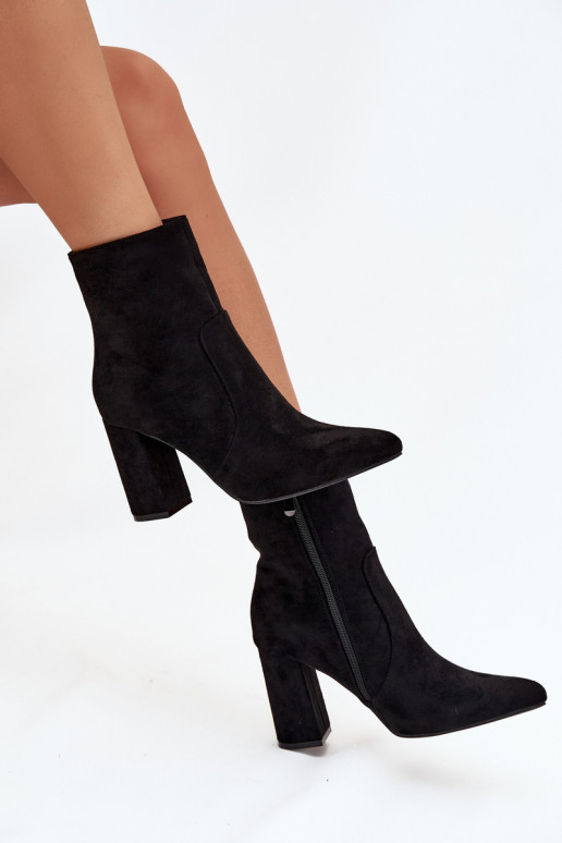 Botines de mujer cálidos de ante sintético, negros Pralina