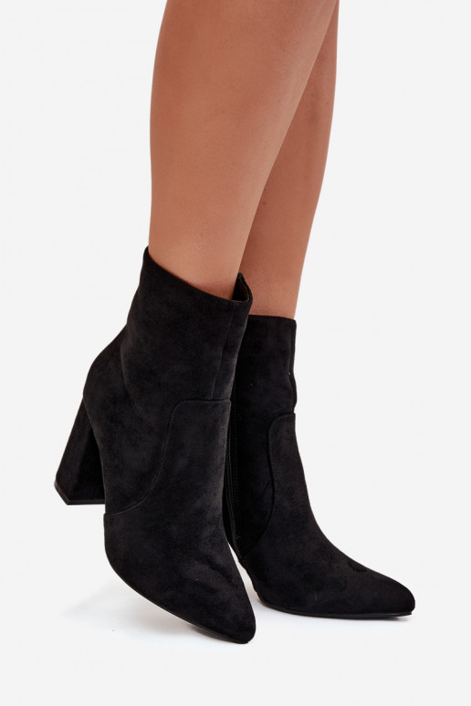 Botines de mujer cálidos de ante sintético, negros Pralina
