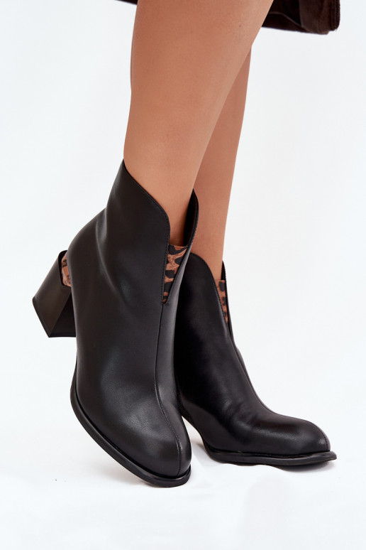 Botines de mujer de cuero negros Vinceza 66811