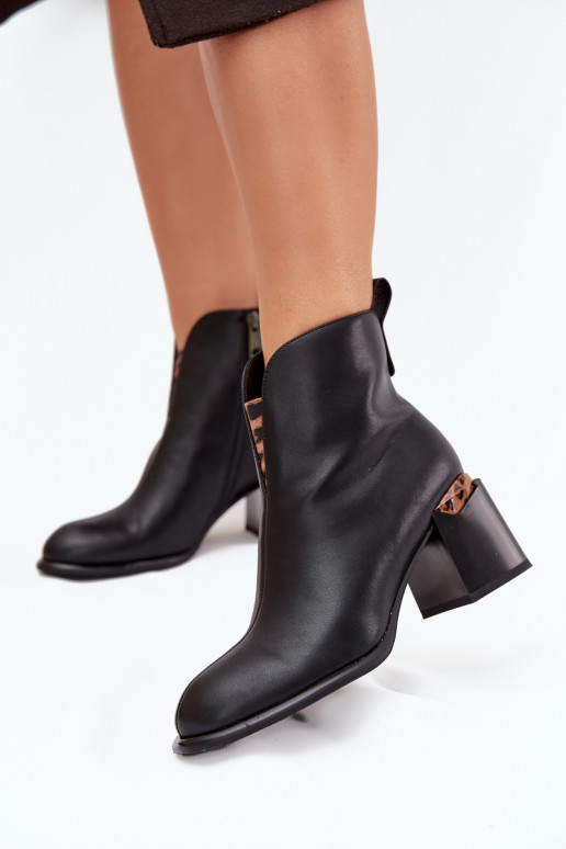 Botines de mujer de cuero negros Vinceza 66811