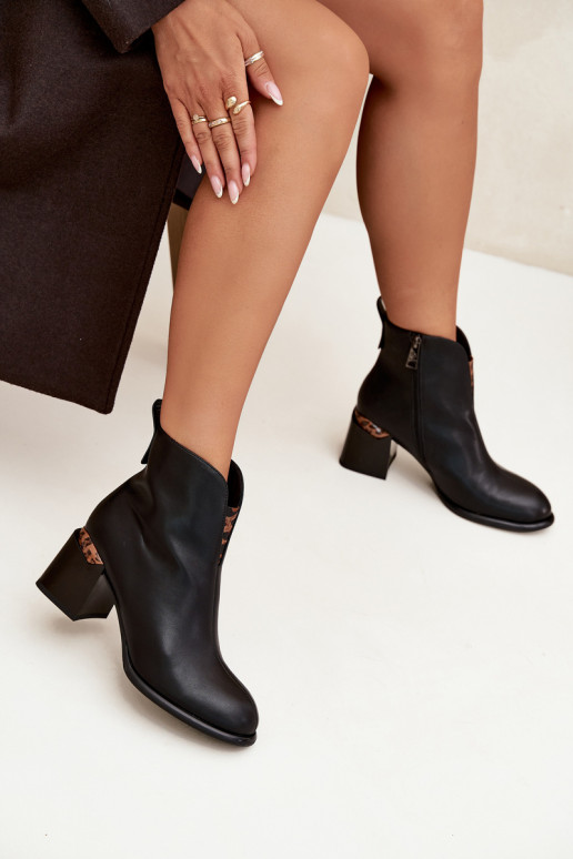 Botines de mujer de cuero negros Vinceza 66811