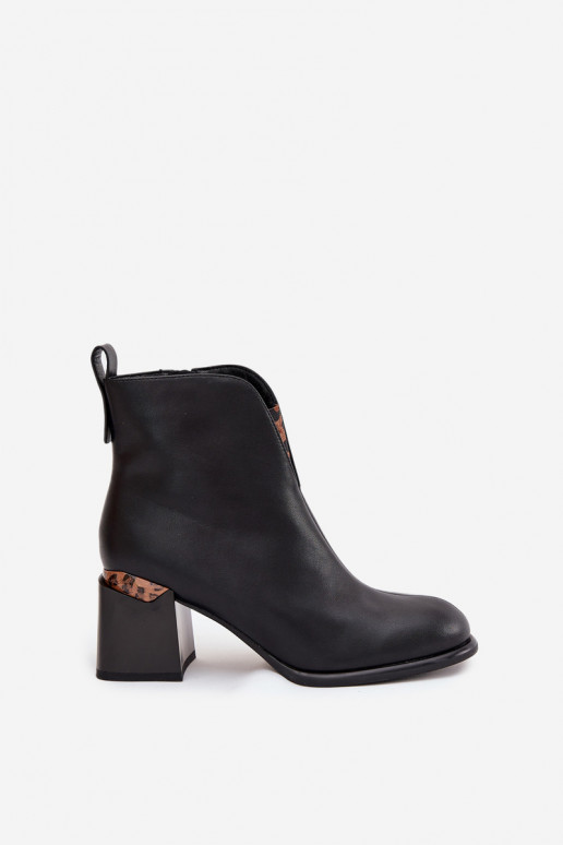 Botines de mujer de cuero negros Vinceza 66811