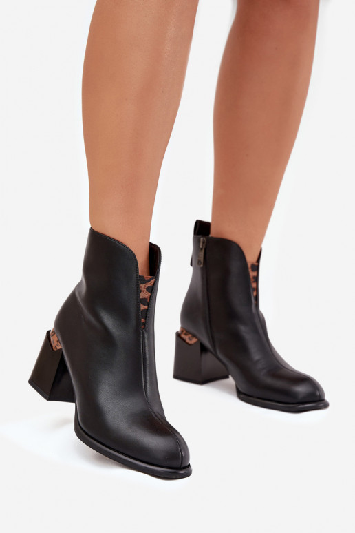 Botines de mujer de cuero negros Vinceza 66811