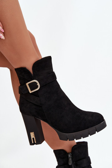 Botines de mujer cálidos con hebillas, negros Nolivira