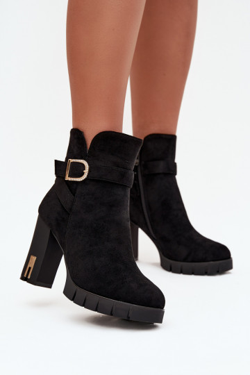 Botines de mujer cálidos con hebillas, negros Nolivira 2