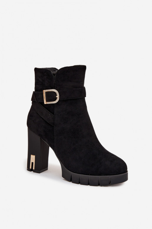 Botines de mujer cálidos con hebillas, negros Nolivira
