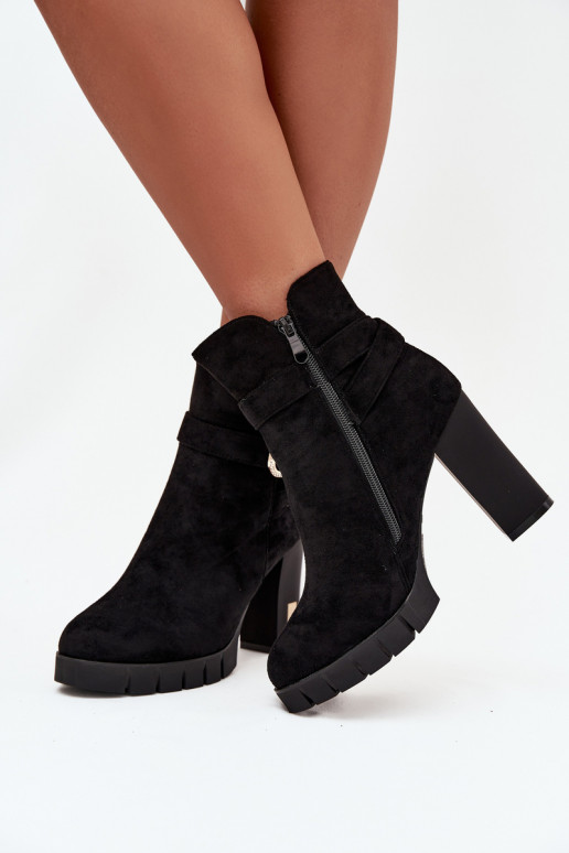 Botines de mujer cálidos con hebillas, negros Nolivira