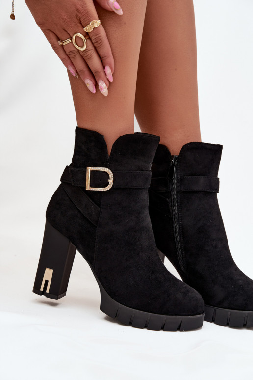 Botines de mujer cálidos con hebillas, negros Nolivira