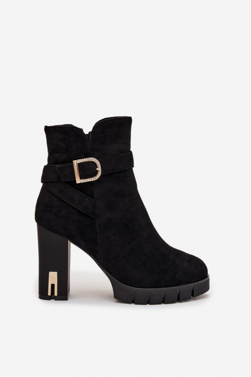 Botines de mujer cálidos con hebillas, negros Nolivira