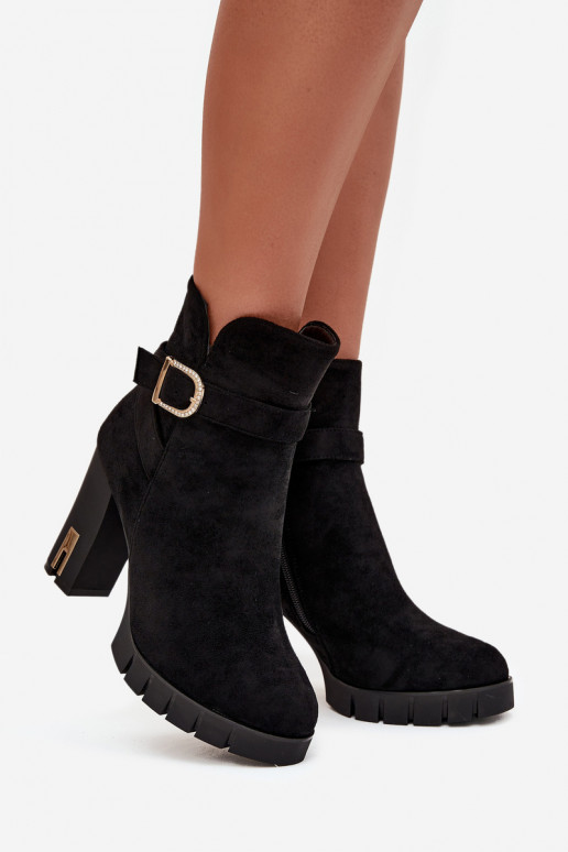 Botines de mujer cálidos con hebillas, negros Nolivira