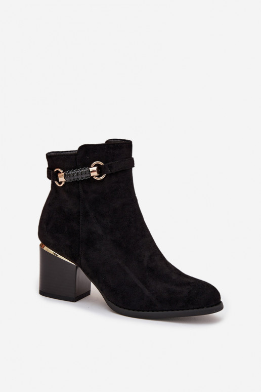 Botines de mujer cálidos con tacones y tacones decorados, negros Galissa