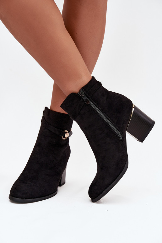 Botines de mujer cálidos con tacones y tacones decorados, negros Galissa