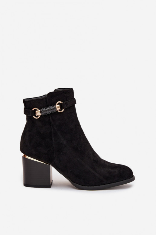 Botines de mujer cálidos con tacones y tacones decorados, negros Galissa