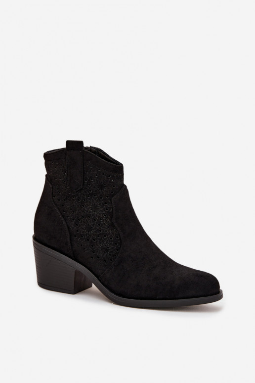 Botines negros de mujer con elementos recortados y tacones S.Barski HY52-529
