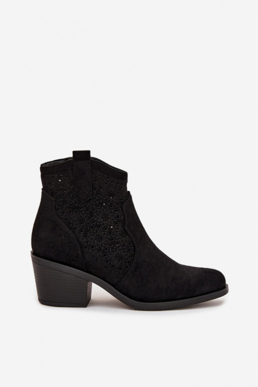 Botines negros de mujer con elementos recortados y tacones S.Barski HY52-529