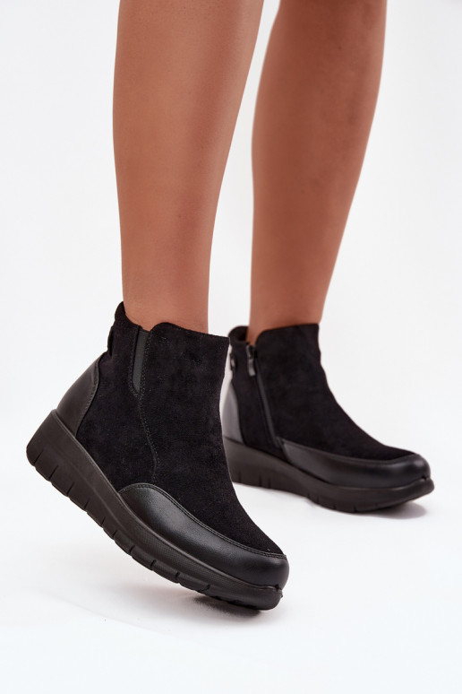 Botines de mujer cálidos con piel en el interior, negros Breena