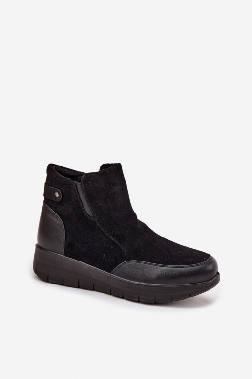 Botines de mujer cálidos con piel en el interior, negros Breena