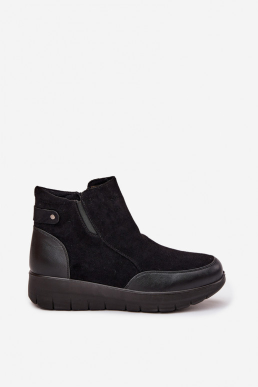Botines de mujer cálidos con piel en el interior, negros Breena