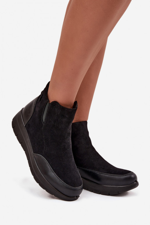 Botines de mujer cálidos con piel en el interior, negros Breena