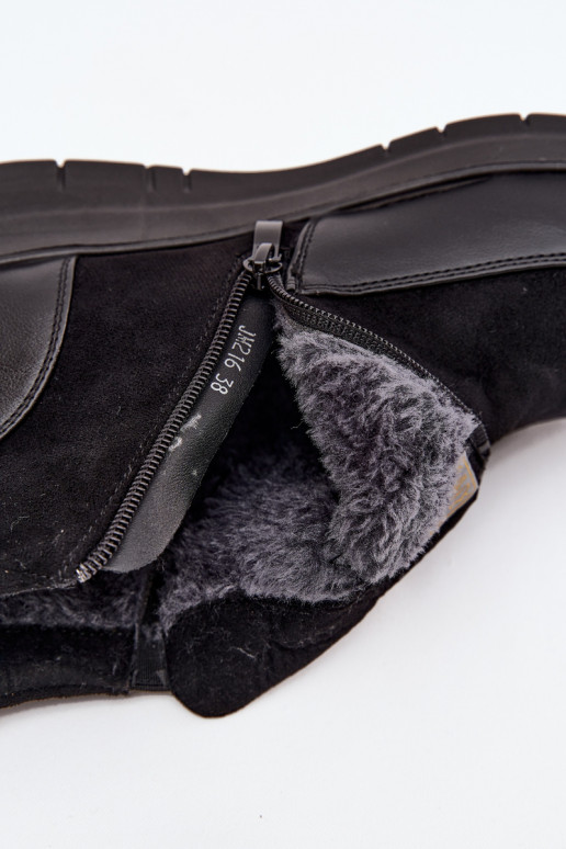 Botines de mujer cálidos con piel en el interior, negros Breena