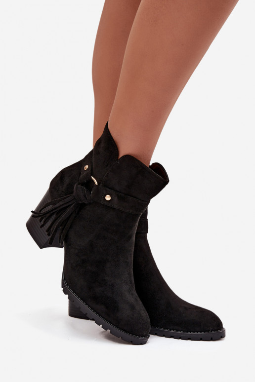 Botines negros de mujer con flecos Rosabella