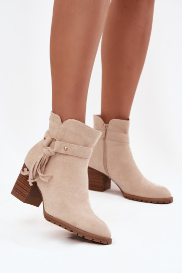 Botines de mujer color marfil con flecos Rosabella 2
