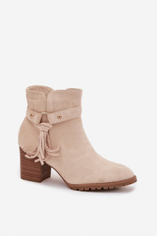 Botines de mujer color marfil con flecos Rosabella