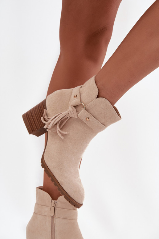 Botines de mujer color marfil con flecos Rosabella