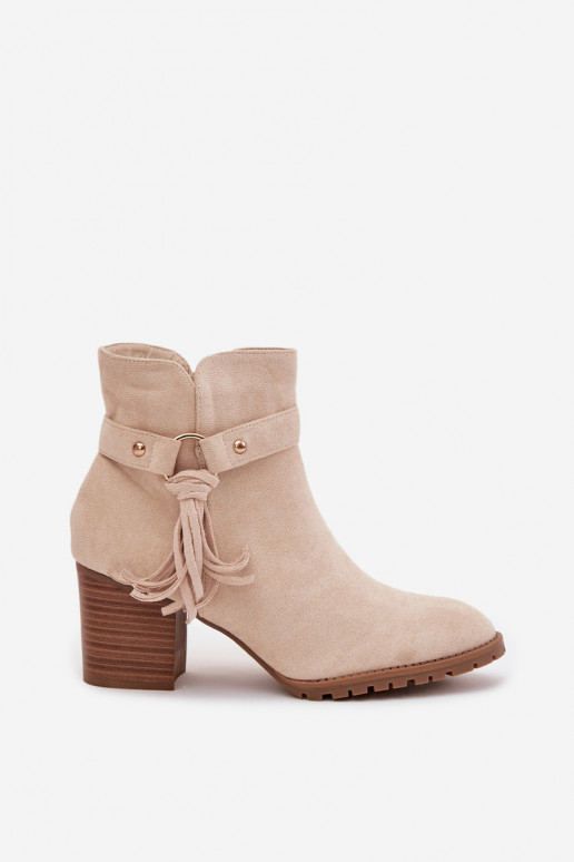 Botines de mujer color marfil con flecos Rosabella