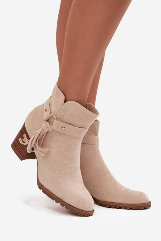 Botines de mujer color marfil con flecos Rosabella