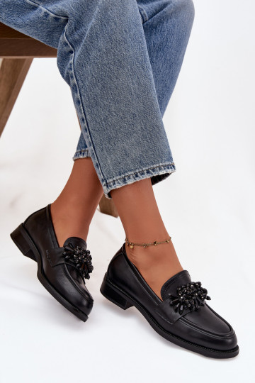 Mocasines negros para mujer con adornos Murelle