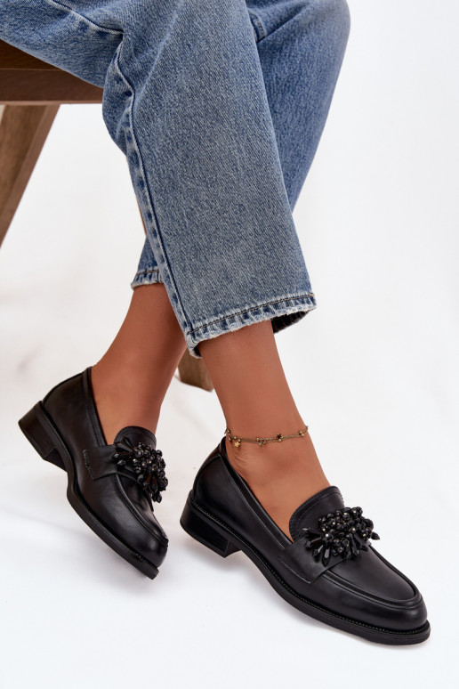 Mocasines negros para mujer con adornos Murelle
